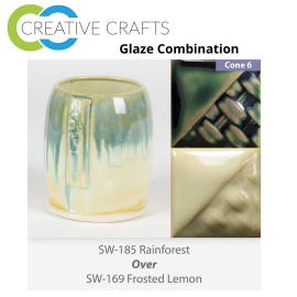 Rainforest SW185 over Frosted Lemon SW169 Stoneware Glaze Combination Rainforest SW185 over Frosted Lemon SW169 Stoneware Glaze Combination